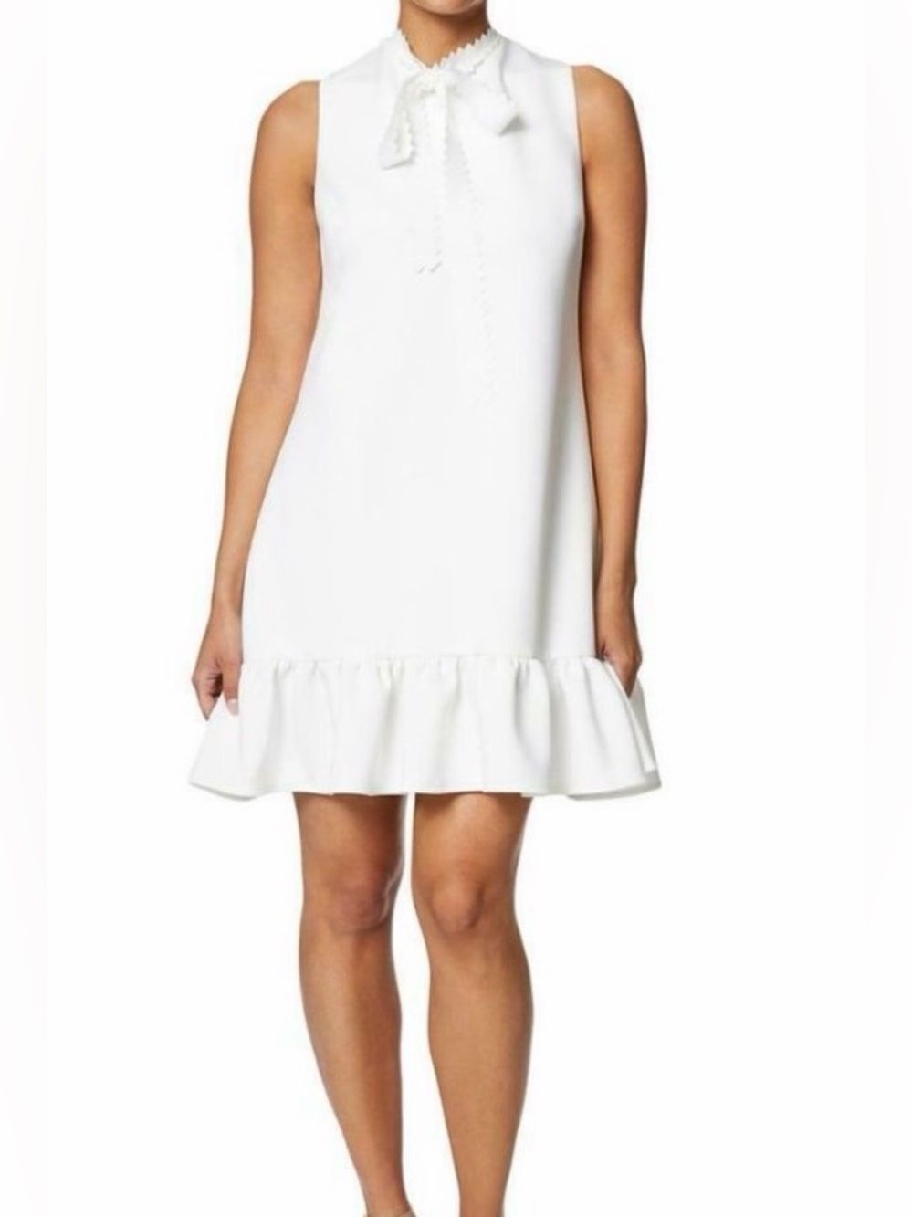 Betsey Johnson White Ruffle-Hem Midi Dress